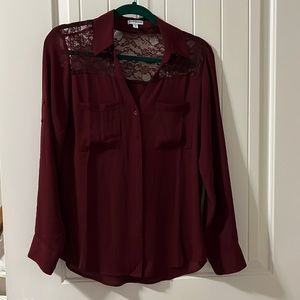 Wine Colored Express Button Down Blouse